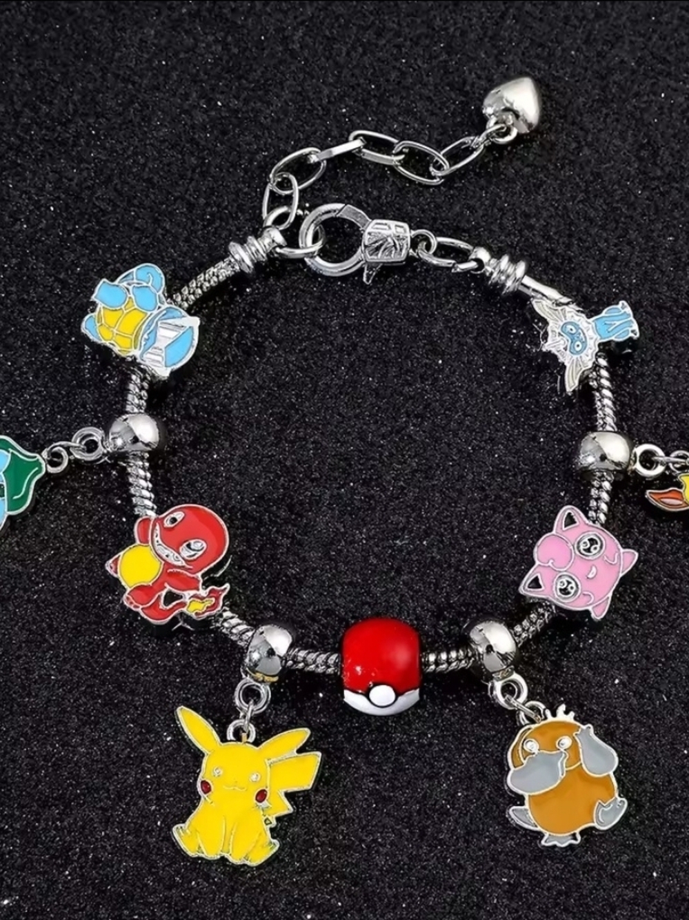 Pokemon Charm Bracelet Silver Tone